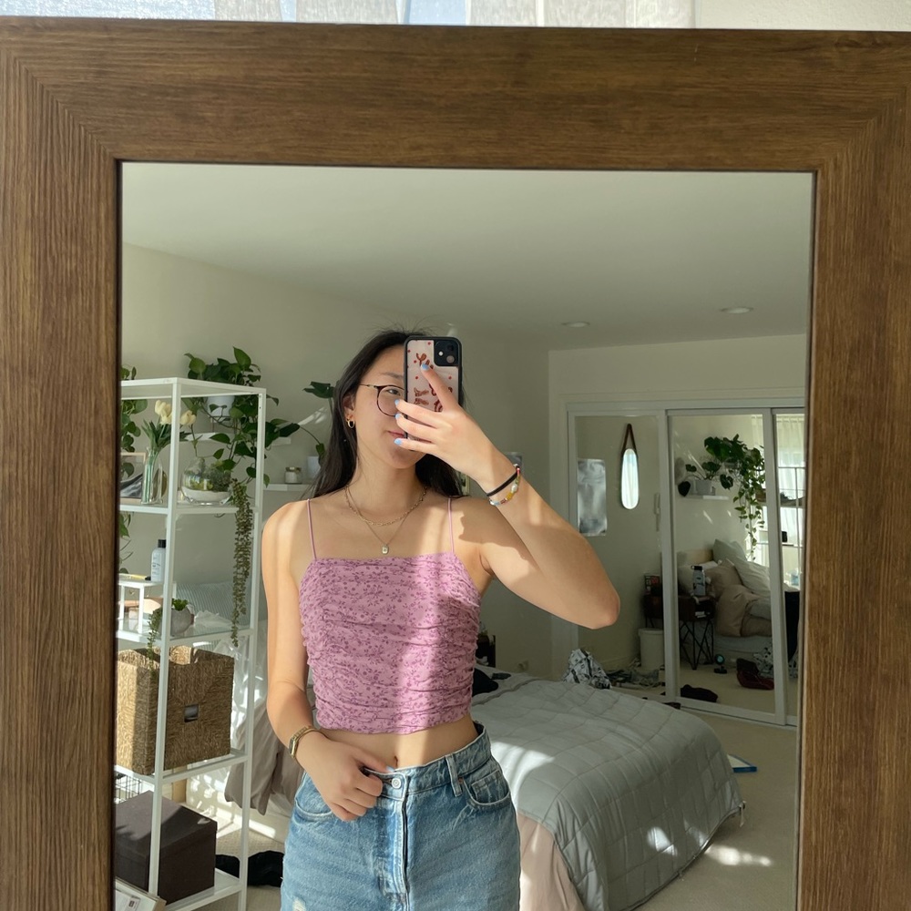 PACSUN purple flower crop top